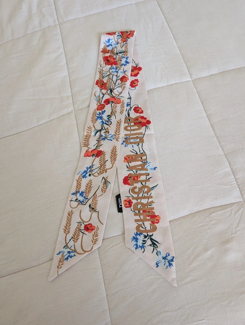 Dior Pink Floral Silk Twilly Scarf